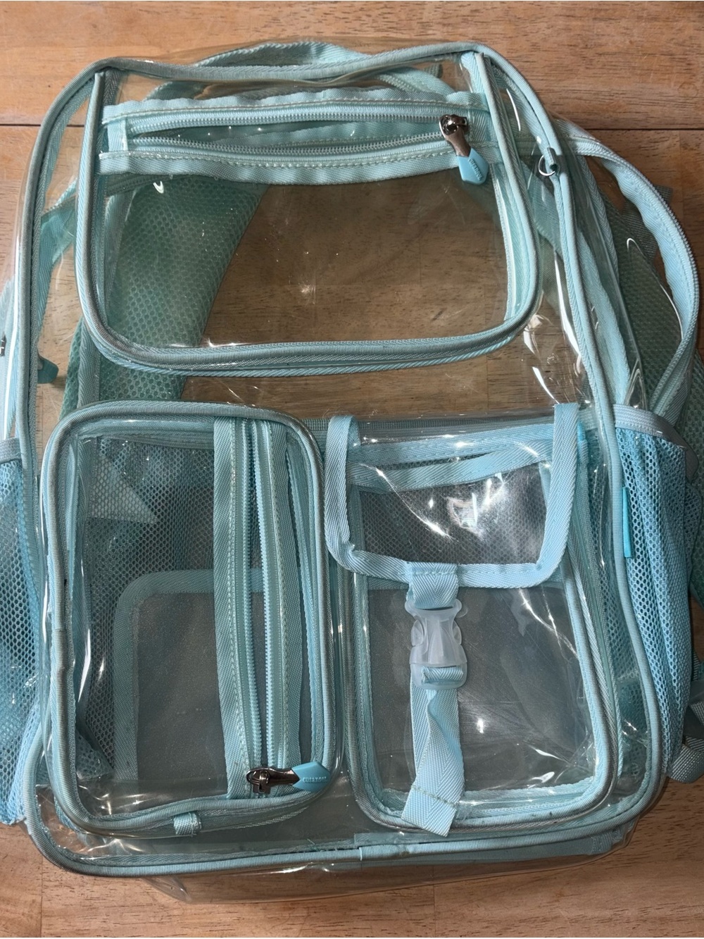 Clear Light Blue Multi-Pocket Backpack by - Picture 2 of 4